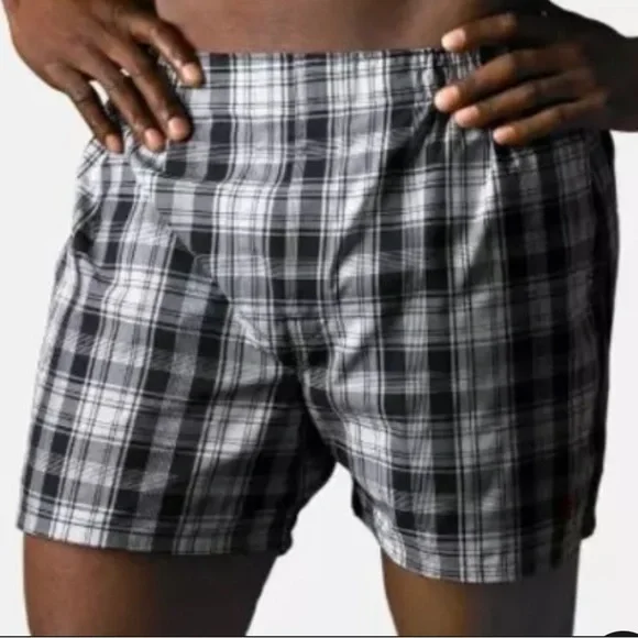 2pk ENUINE RALPH LAUREN POLO US 52  BIG & TALL BLACK GRAY WOVEN COTTON BOXERS - Picture 2 of 5